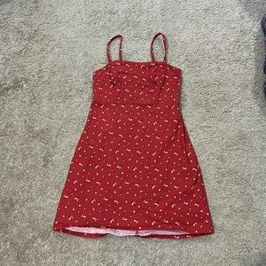 Red flowery mini dress